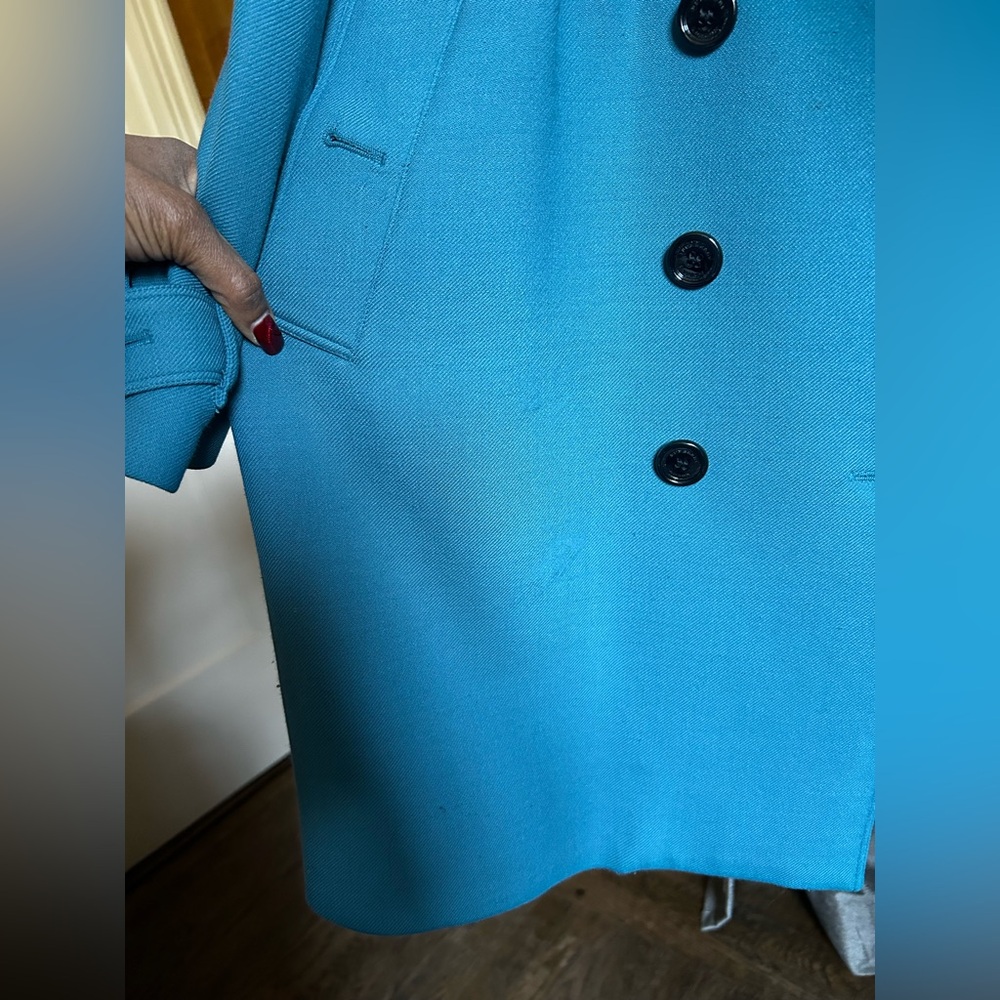 Burberry London Teal Double Breasted Coat Wool Blend UK14 | US 12 - Picture 8 of 10